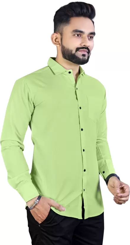  Light Green Shirt Matching with Black Pant
